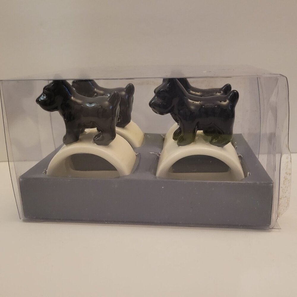 Thomas OBrien Scottie Puppy Napkin Rings Set Of 4 New